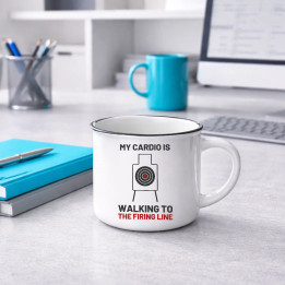 My cardio is walking to the firing line - cană emailată pentru pasionații de tir