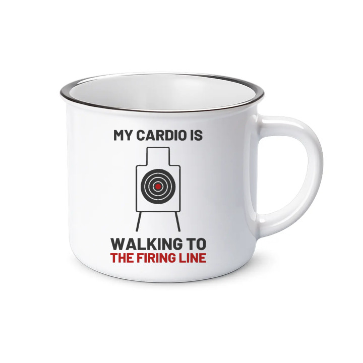 My cardio is walking to the firing line - cană emailată pentru pasionații de tir
