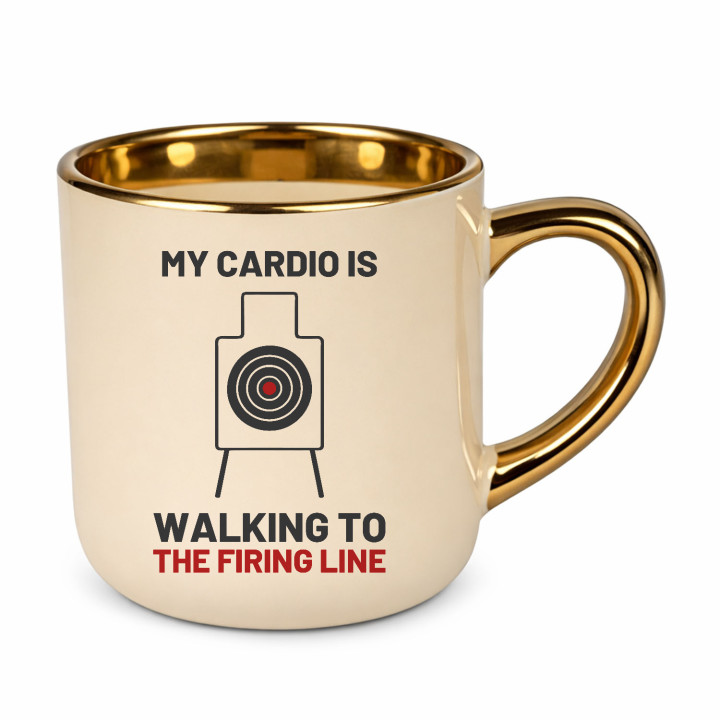 My cardio is walking to the firing line - cană elegantă pentru pasionații de tir