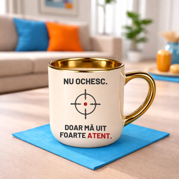 Nu ochesc, doar mă uit foarte atent - cană elegantă pentru pasionații de tir