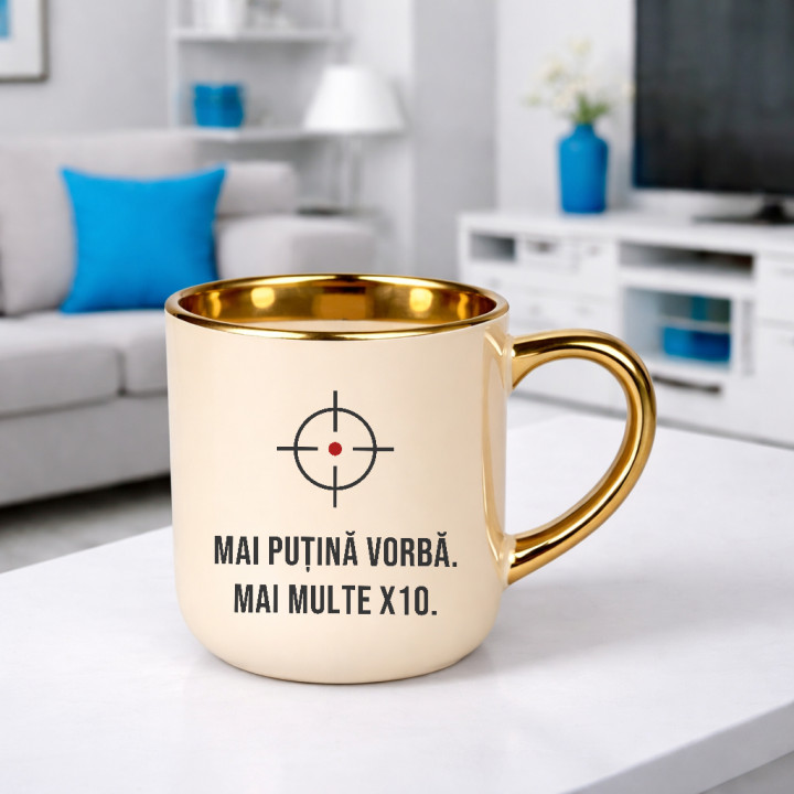 Mai puțină vorbă, mai multe X10 - cană elegantă pentru pasionații de tir