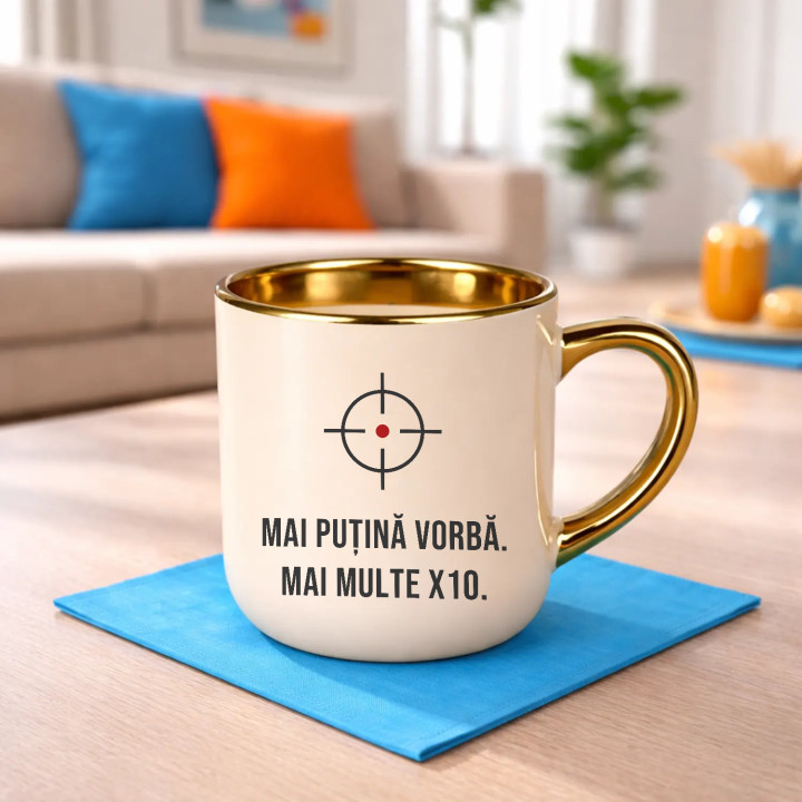 Mai puțină vorbă, mai multe X10 - cană elegantă pentru pasionații de tir