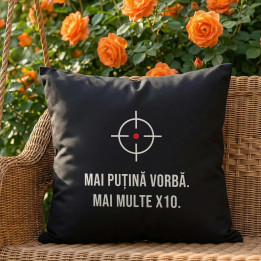 Mai puțină vorbă, mai multe X10 - pernă neagră pentru pasionații de tir