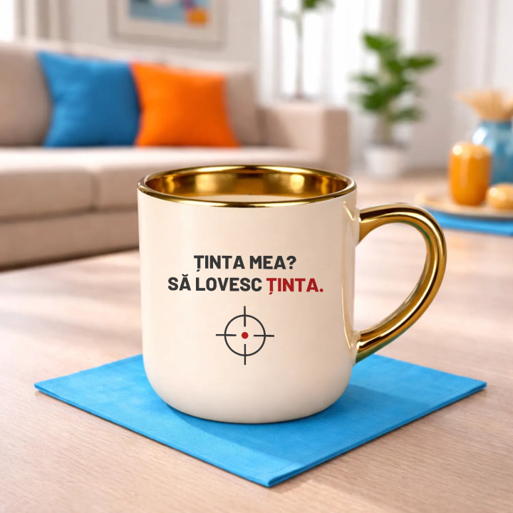 Ținta mea? Să lovesc ținta - cană elegantă pentru pasionații de tir