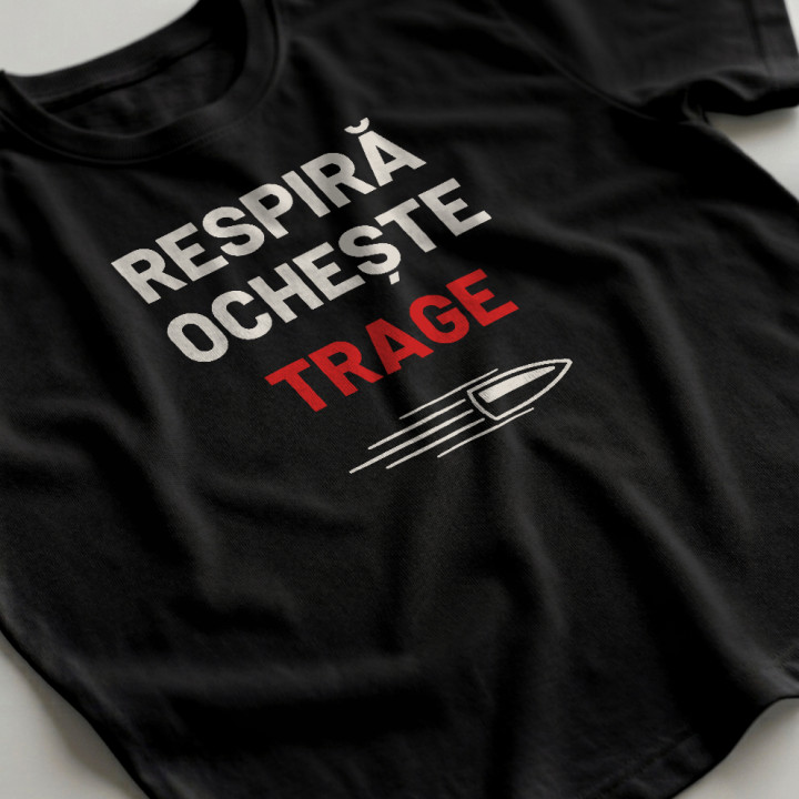 Respiră, ochește, trage - tricou bărbătesc pentru pasionații de tir