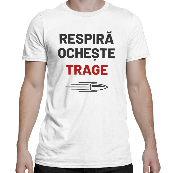 Respiră, ochește, trage - tricou bărbătesc pentru pasionații de tir
