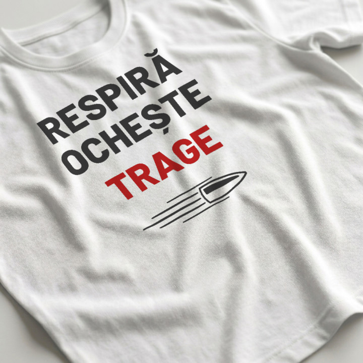Respiră, ochește, trage - tricou bărbătesc pentru pasionații de tir