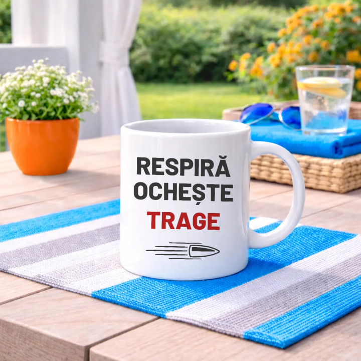 Respiră, ochește, trage - cană pentru pasionații de tir
