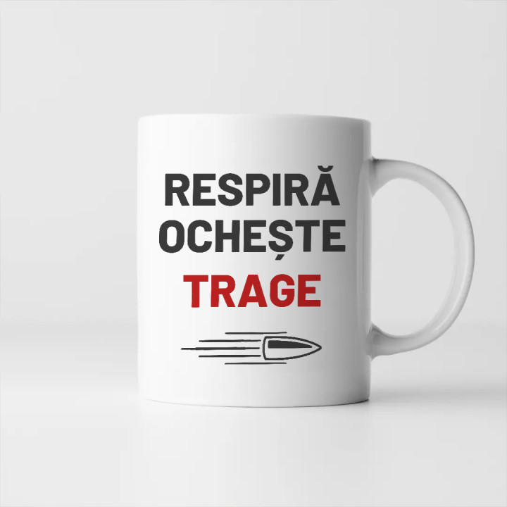 Respiră, ochește, trage - cană pentru pasionații de tir