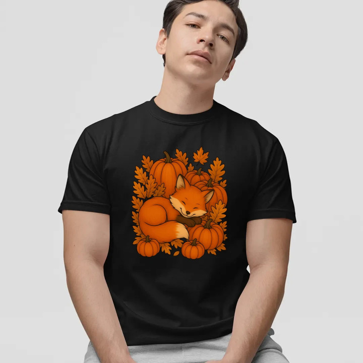 Ziua dovleacului - toamnă - vulpe - tricou bărbătesc pentru cadou