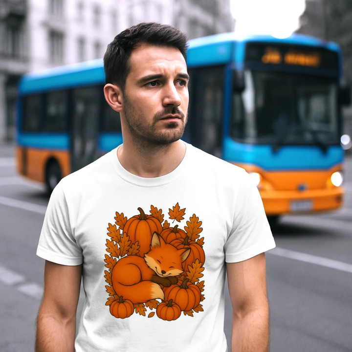 Ziua dovleacului - toamnă - vulpe - tricou bărbătesc pentru cadou