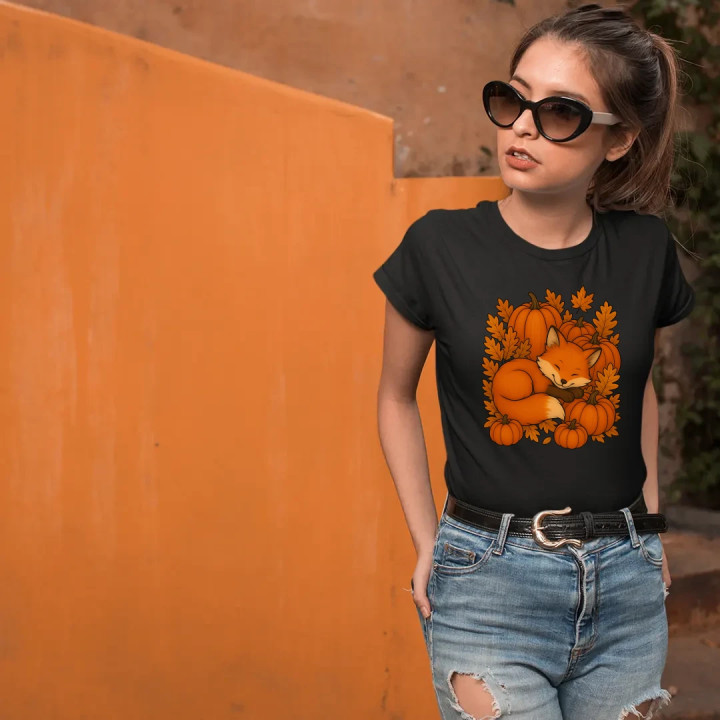 Ziua dovleacului - toamnă - vulpe - tricou de damă pentru cadou