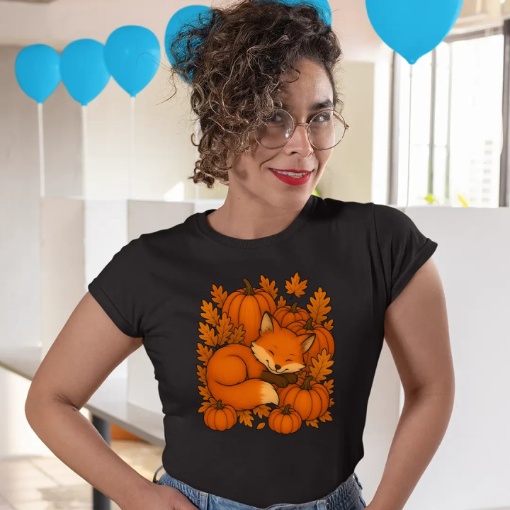Ziua dovleacului - toamnă - vulpe - tricou de damă pentru cadou