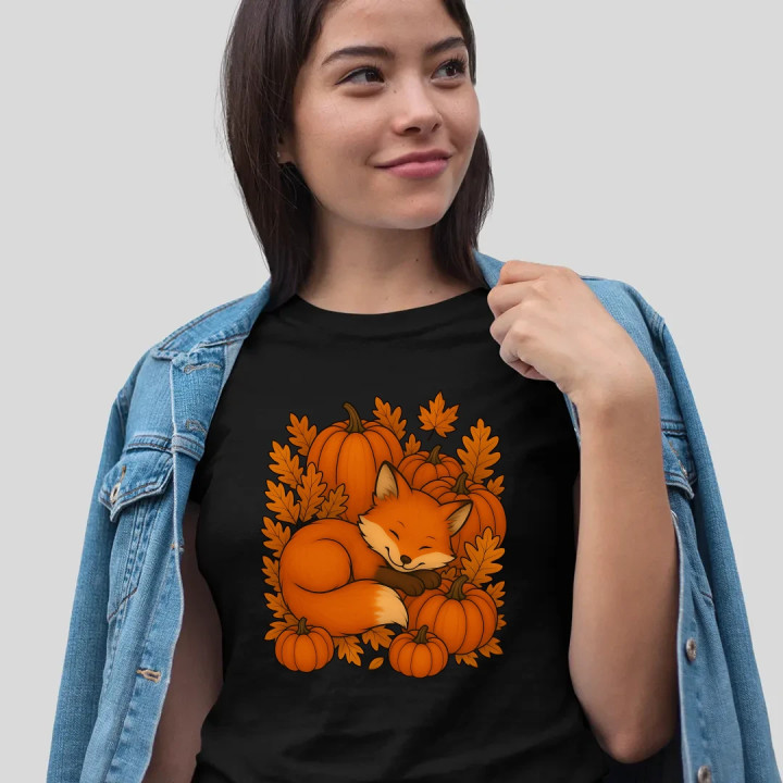 Ziua dovleacului - toamnă - vulpe - tricou de damă pentru cadou