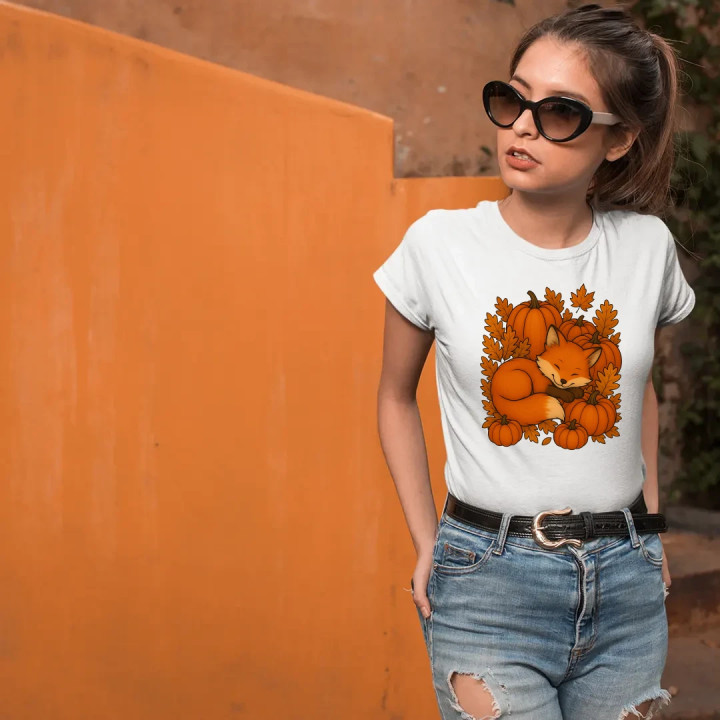 Ziua dovleacului - toamnă - vulpe - tricou de damă pentru cadou