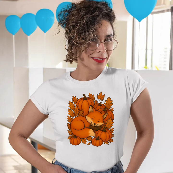 Ziua dovleacului - toamnă - vulpe - tricou de damă pentru cadou