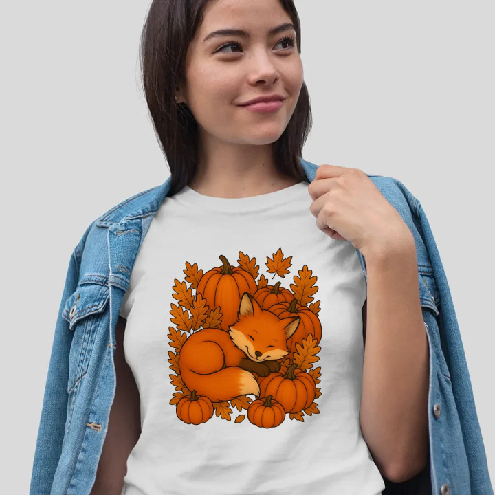 Ziua dovleacului - toamnă - vulpe - tricou de damă pentru cadou