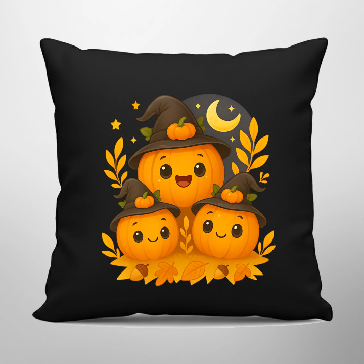 Ziua dovleacului - Halloween - dovleac - pernă neagră pentru cadou