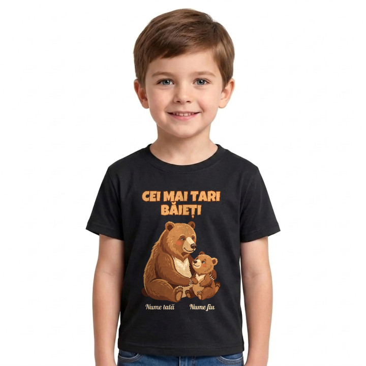 Cei mai tari băieți - urși cu nume - tricou pentru copii personalizat