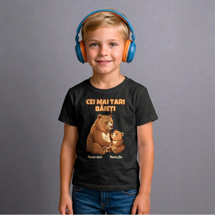 Cei mai tari băieți - urși cu nume - tricou pentru copii personalizat