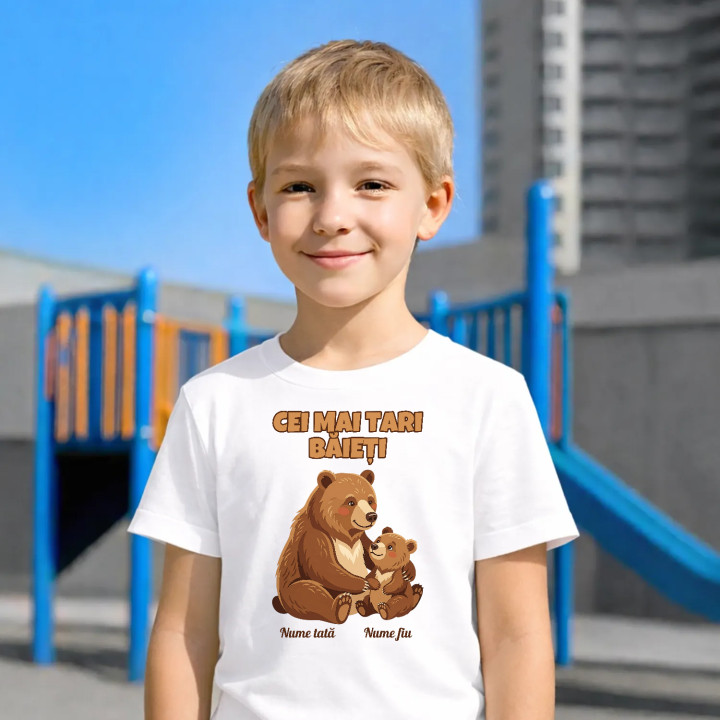 Cei mai tari băieți - urși cu nume - tricou pentru copii personalizat
