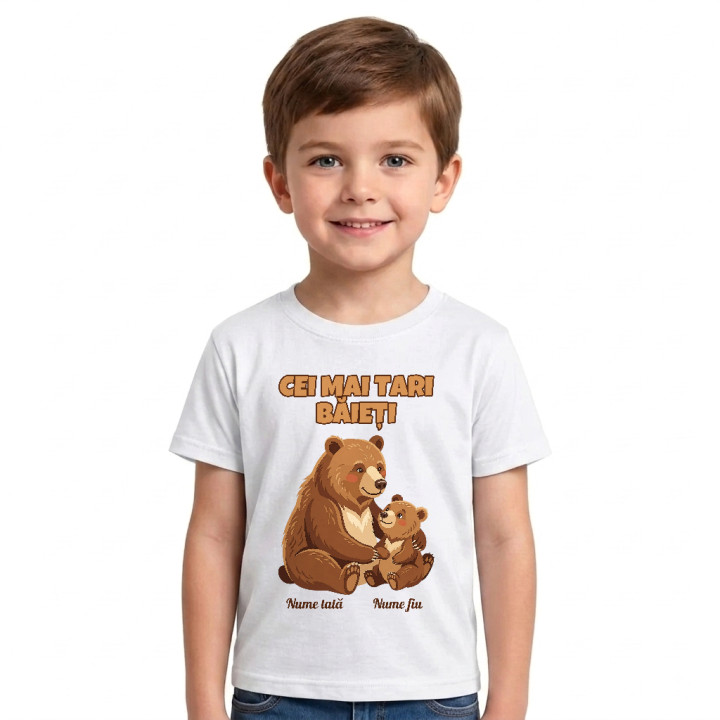 Cei mai tari băieți - urși cu nume - tricou pentru copii personalizat