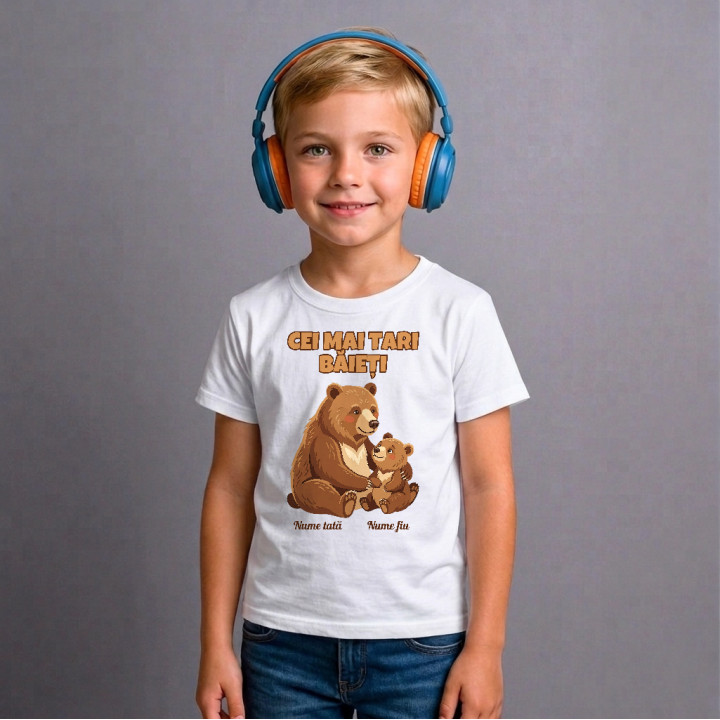 Cei mai tari băieți - urși cu nume - tricou pentru copii personalizat