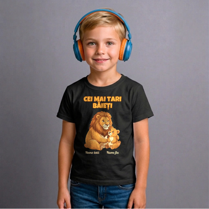 Cei mai tari băieți - lei cu nume - tricou pentru copii personalizat