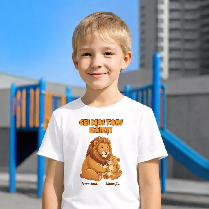 Cei mai tari băieți - lei cu nume - tricou pentru copii personalizat