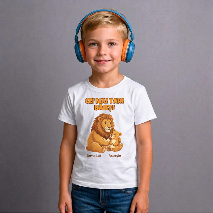 Cei mai tari băieți - lei cu nume - tricou pentru copii personalizat