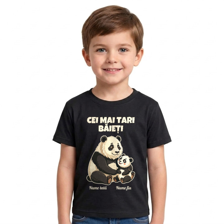 Cei mai tari băieți - panda cu nume - tricou pentru copii personalizat