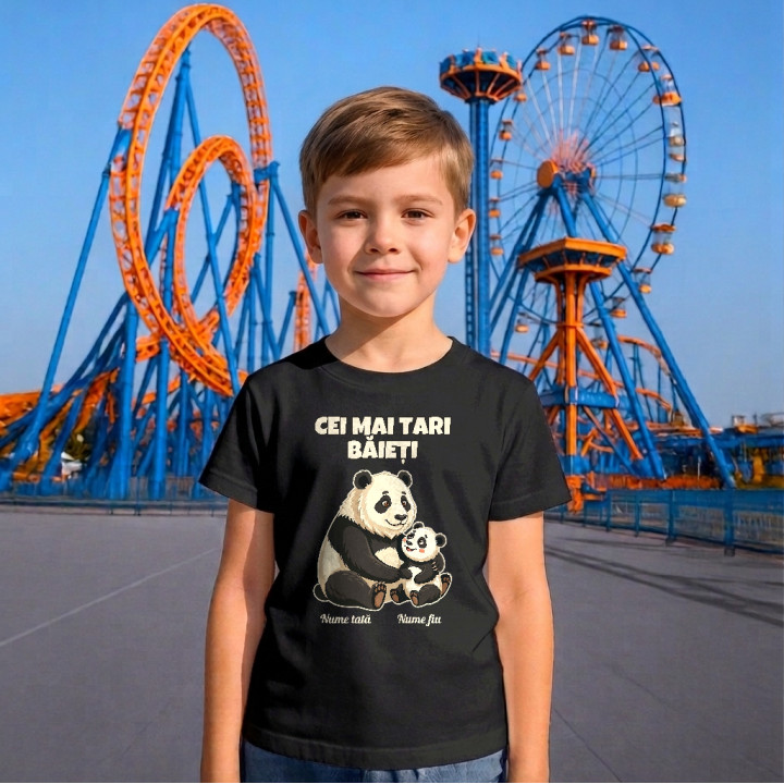 Cei mai tari băieți - panda cu nume - tricou pentru copii personalizat