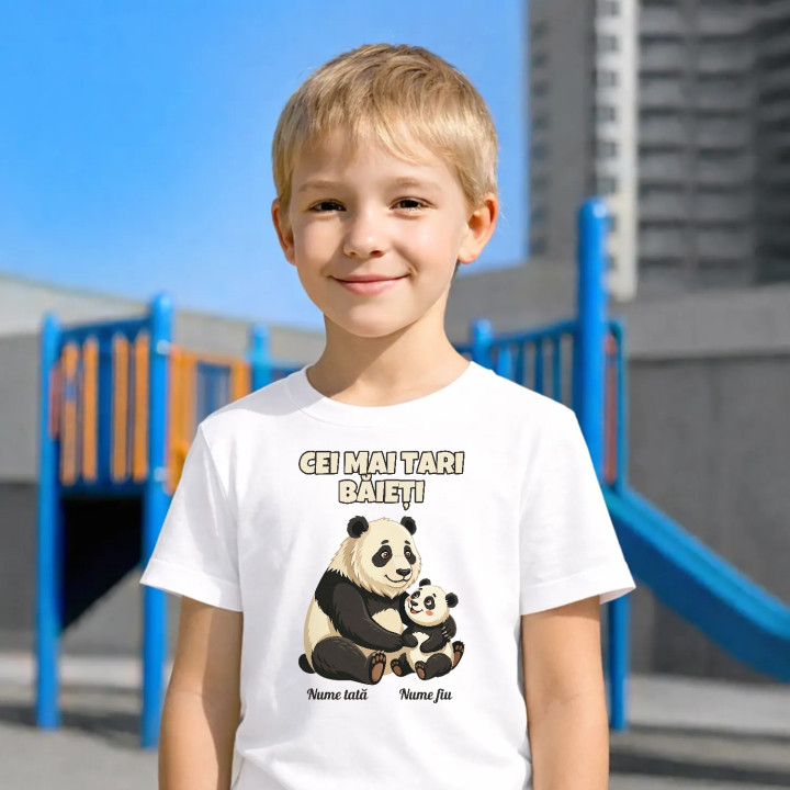 Cei mai tari băieți - panda cu nume - tricou pentru copii personalizat