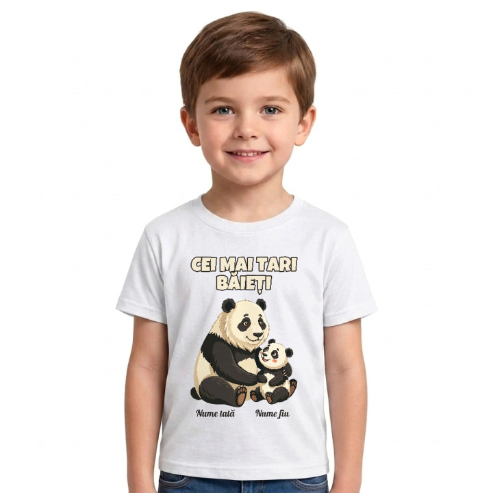 Cei mai tari băieți - panda cu nume - tricou pentru copii personalizat