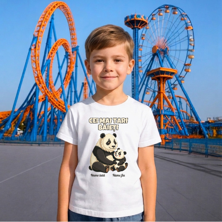 Cei mai tari băieți - panda cu nume - tricou pentru copii personalizat