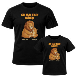 Set pentru tată și fiu - Cei mai tari băieți - lei cu nume - tricouri personalizate