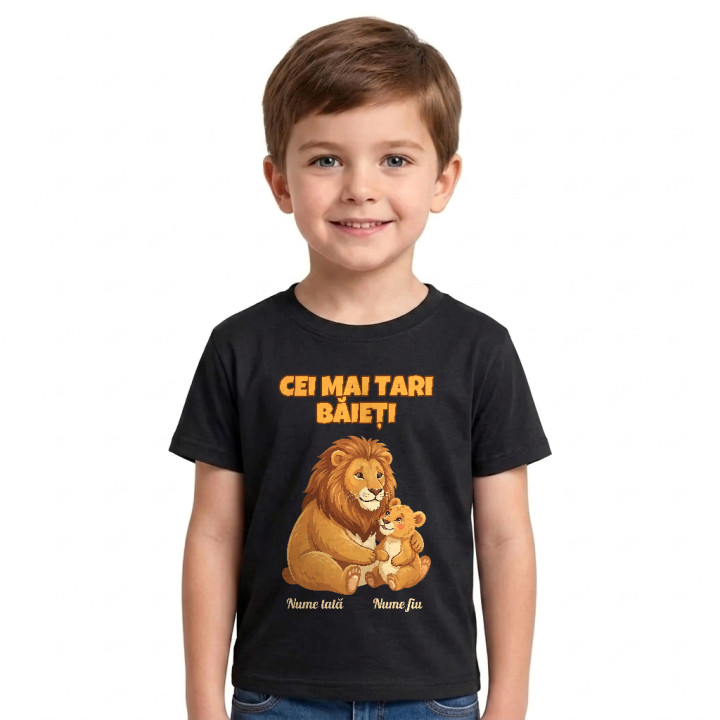 Set pentru tată și fiu - Cei mai tari băieți - lei cu nume - tricouri personalizate