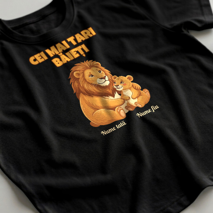 Set pentru tată și fiu - Cei mai tari băieți - lei cu nume - tricouri personalizate