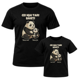 Set pentru tată și fiu - Cei mai tari băieți - panda cu nume - tricouri personalizate