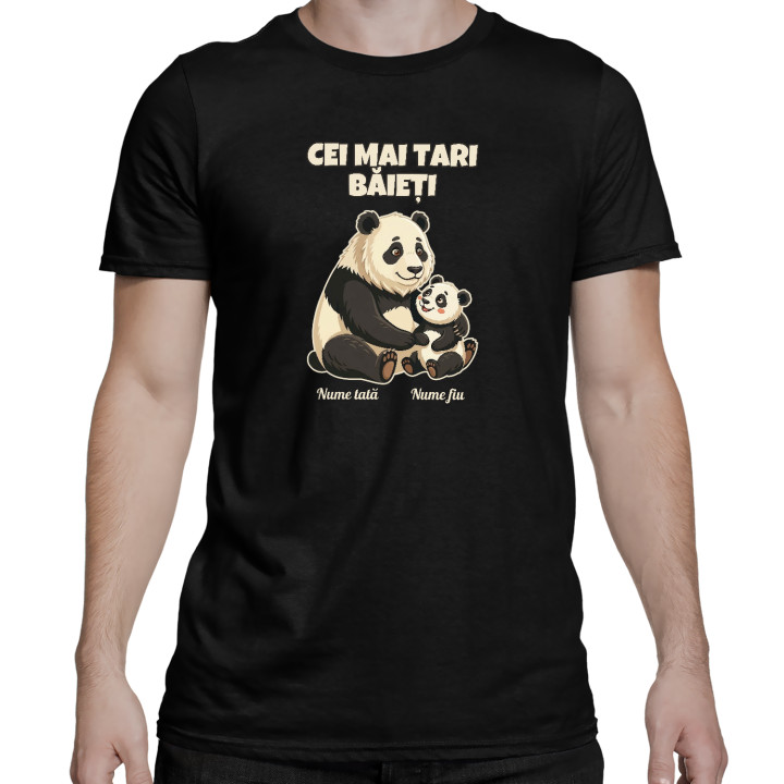 Set pentru tată și fiu - Cei mai tari băieți - panda cu nume - tricouri personalizate