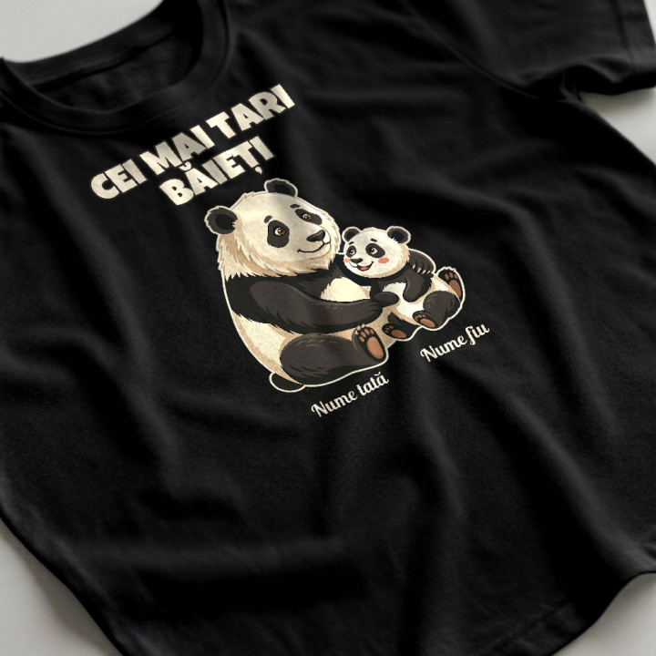 Set pentru tată și fiu - Cei mai tari băieți - panda cu nume - tricouri personalizate