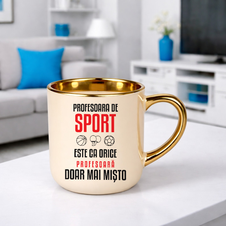 Profesoara de sport este ca orice profesoară, doar mai mișto - cană elegantă pentru profesoară
