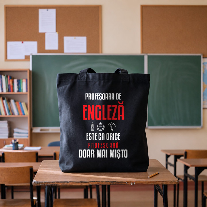 Profesoara de engleză este ca orice profesoară, doar mai mișto - sacoșă pentru profesoară