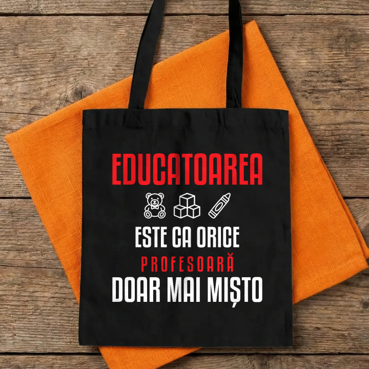 Educatoarea este ca orice profesoară, doar mai mișto - sacoșă pentru profesoară
