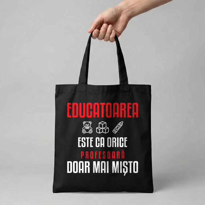 Educatoarea este ca orice profesoară, doar mai mișto - sacoșă pentru profesoară
