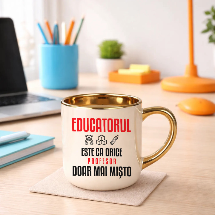 Educatorul este ca orice profesor, doar mai mișto - cană elegantă pentru profesor