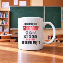 Profesorul de geografie este ca orice profesor, doar mai mișto - cană pentru profesor
