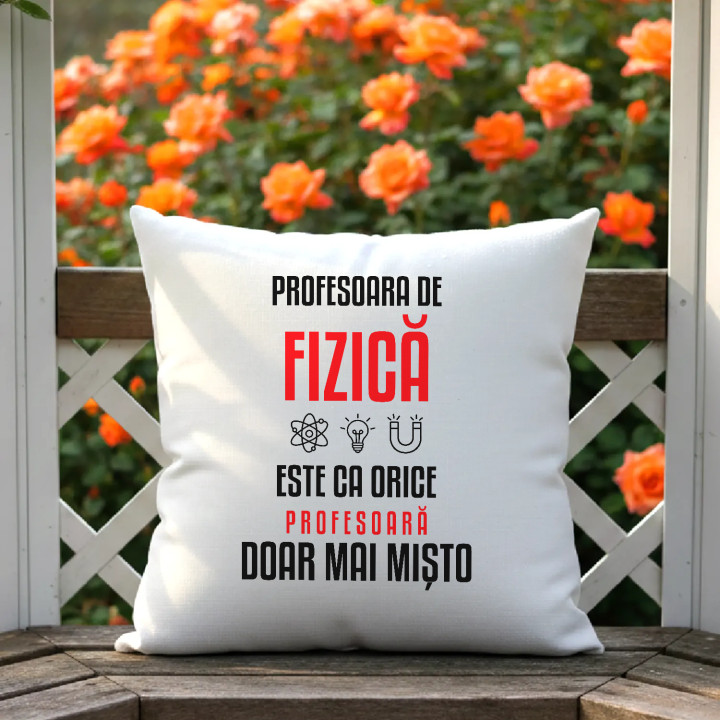 Profesoara de fizică este ca orice profesoară, doar mai mișto - pernă pentru profesoară