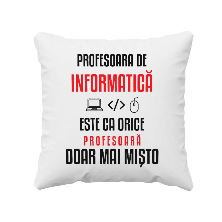 Profesoara de informatică este ca orice profesoară, doar mai mișto - pernă pentru profesoară