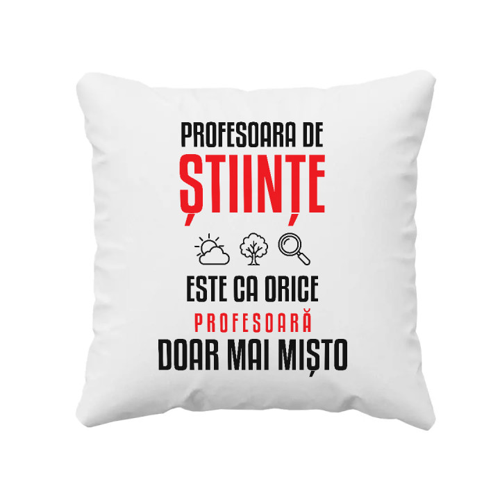 Profesoara de științe este ca orice profesoară, doar mai mișto - pernă pentru profesoară
